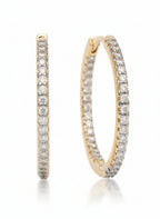 Pavé Lined Hoop Earrings hoop earrings with pavé stone setting on clean white background, product flat lay, ZARIÉ fine jewellery LUMIÈRE collection