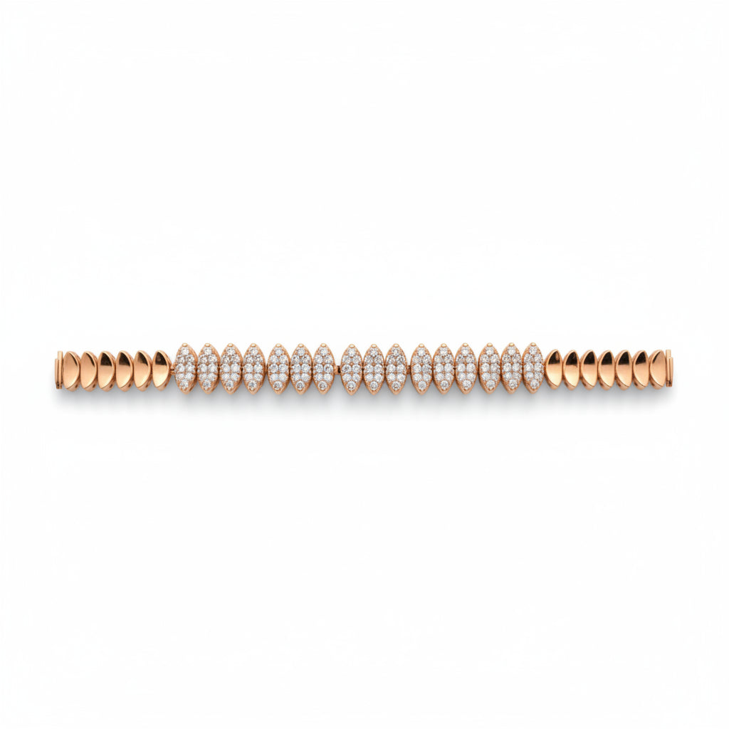 Pavé Marquise Link Bracelet delicate bracelet with pavé stone setting on clean white background, product flat lay, ZARIÉ fine jewellery LUMIÈRE collection