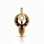 Phoenix Charm Pendant – Gold pendant necklace champagne gold-tone on clean white background, product flat lay, ZARIÉ fine jewellery HARMONIE collection