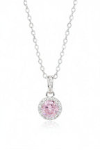 Necklace with a pink pendant on a white background
