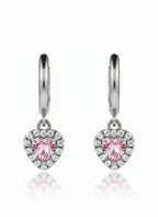 Pink Heart Pavé  Earrings – Classic open band ring with pavé stone setting on clean white background, product flat lay, ZARIÉ fine jewellery AMOURÉ collection