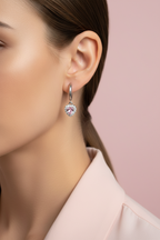 Pink Heart Pavé  Earrings – Classic open band ring with pavé stone setting lifestyle shot worn on model against neutral background, ZARIÉ fine jewellery AMOURÉ collection