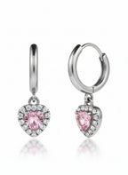 Pink Heart Pavé  Earrings – Classic open band ring with pavé stone setting on clean white background, product flat lay, ZARIÉ fine jewellery AMOURÉ collection