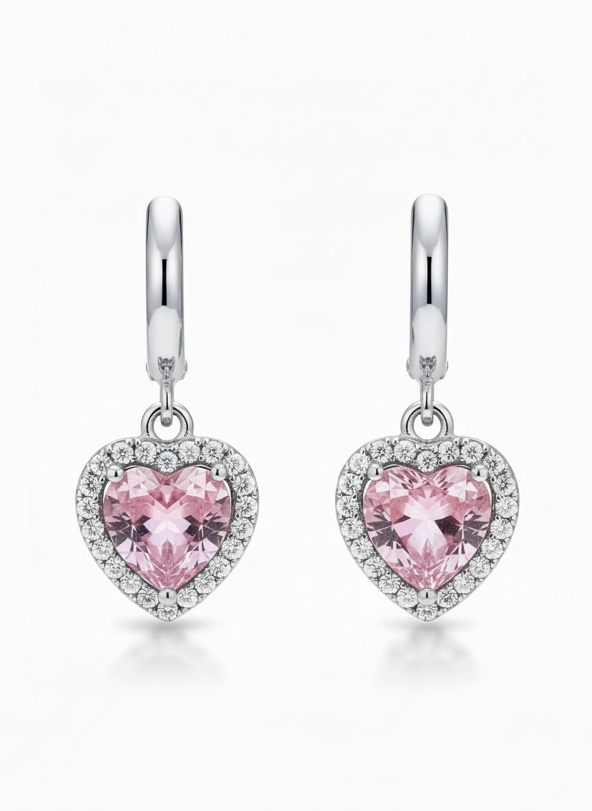 Pink Heart Pavé Earrings – Statement open band ring with pavé stone setting on clean white background, product flat lay, ZARIÉ fine jewellery AMOURÉ collection