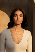 Prism Cascade Necklace — Gold fine chain necklace champagne gold-tone on clean white background, product flat lay, ZARIÉ fine jewellery RAYONNE collection