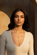 Prism Cascade Necklace — Gold fine chain necklace champagne gold-tone on clean white background, product flat lay, ZARIÉ fine jewellery RAYONNE collection