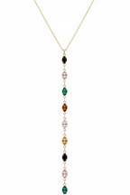 Prisma Drop Necklace — Gold drop earrings champagne gold-tone on clean white background, product flat lay, ZARIÉ fine jewellery RAYONNE collection