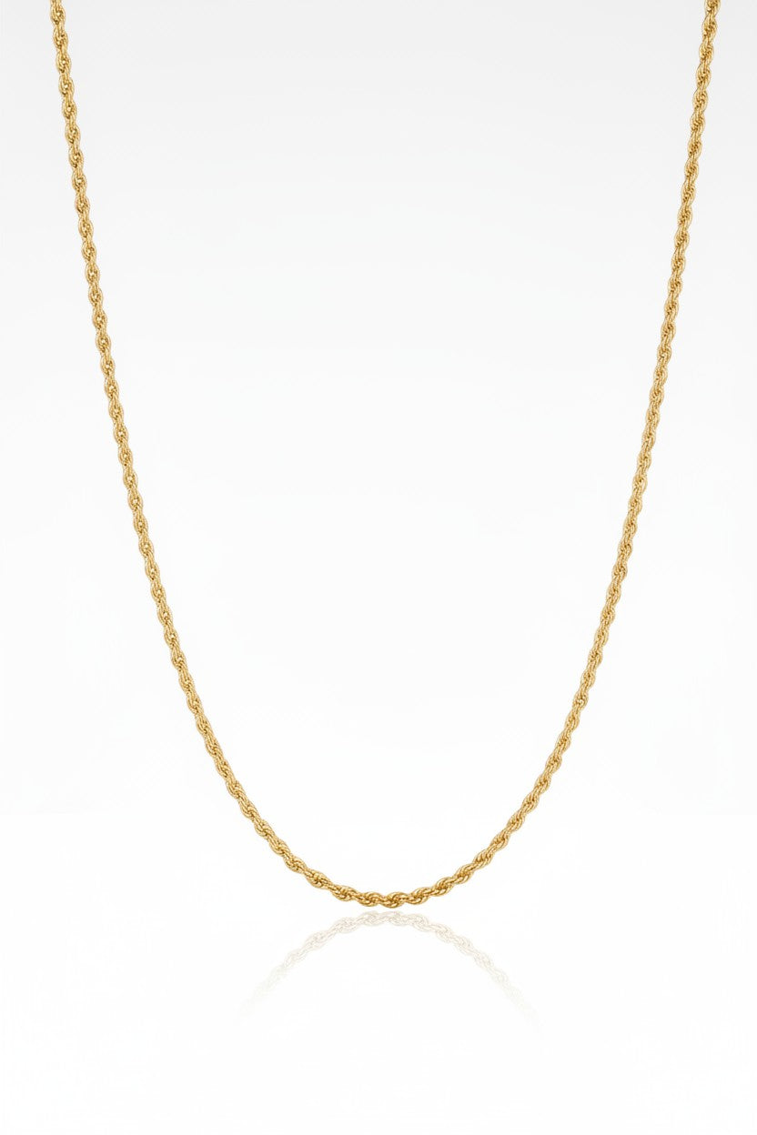Ripple Chain Necklace fine chain necklace on clean white background, product flat lay, ZARIÉ fine jewellery SÉRÉNITÉ collection
