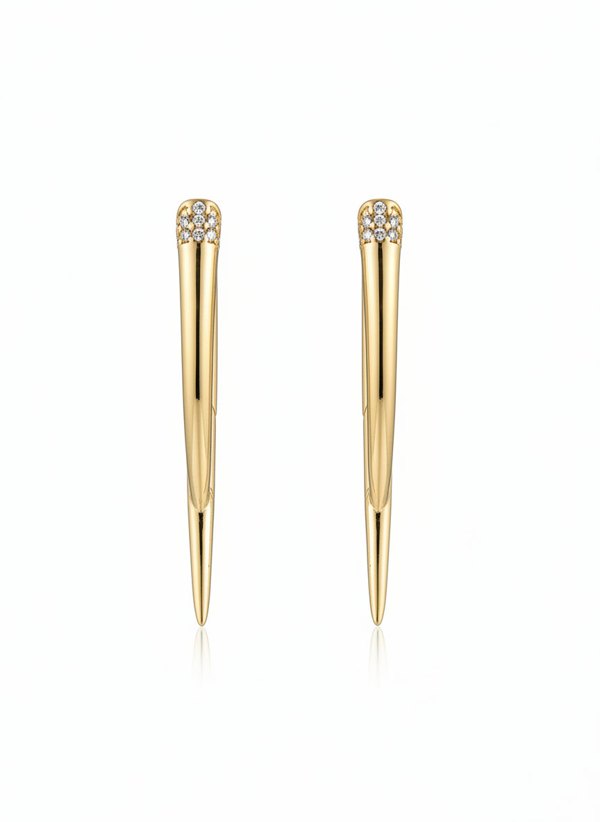 Slim Horn Drop Earrings drop earrings on clean white background, product flat lay, ZARIÉ fine jewellery LUMIÈRE collection
