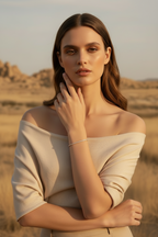 Slim Pavé Line Bracelet delicate bracelet with pavé stone setting lifestyle shot worn on model against neutral background, ZARIÉ fine jewellery ÉLORA collection