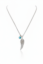 Solitaire Wing Necklace — Silver fine chain necklace silver-tone on clean white background, product flat lay, ZARIÉ fine jewellery ÉLORA collection