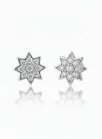 Star Halo Stud Earrings – Classic stud earrings on clean white background, product flat lay, ZARIÉ fine jewellery ÉLORA collection