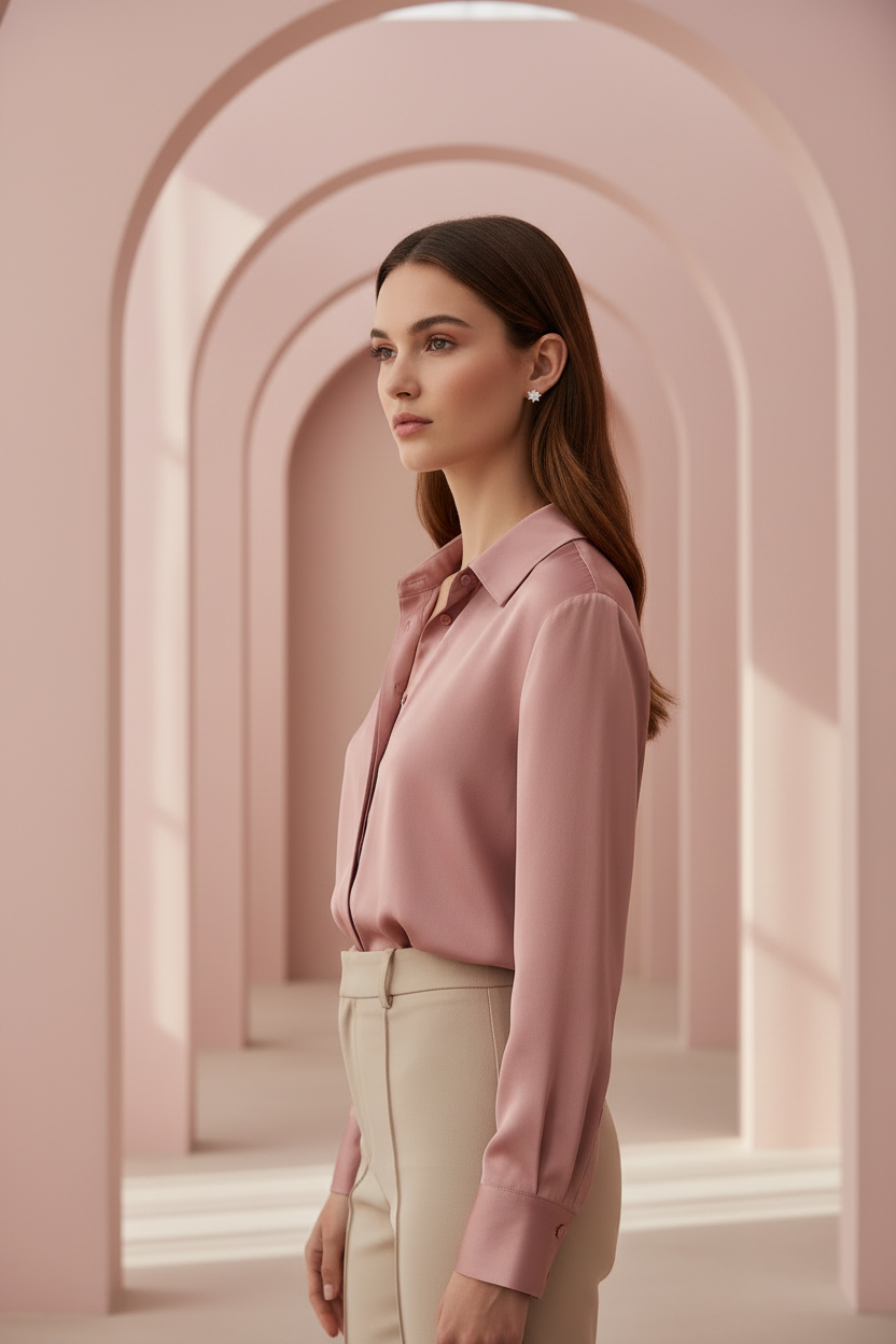 Star Halo Stud Earrings – Classic stud earrings lifestyle shot worn on model against neutral background, ZARIÉ fine jewellery ÉLORA collection