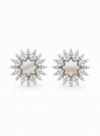 Star Halo Stud Earrings – Statement stud earrings on clean white background, product flat lay, ZARIÉ fine jewellery ÉLORA collection