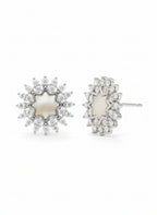 Star Halo Stud Earrings – Statement stud earrings on clean white background, product flat lay, ZARIÉ fine jewellery ÉLORA collection