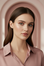 Star Stud Earrings – Petite stud earrings lifestyle shot worn on model against neutral background, ZARIÉ fine jewellery ÉLORA collection