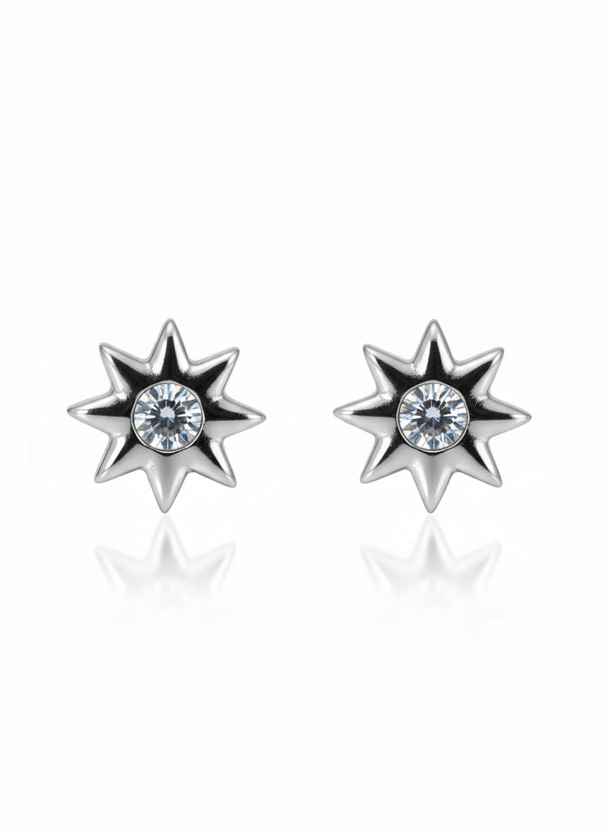 Star Stud Earrings – Petite stud earrings on clean white background, product flat lay, ZARIÉ fine jewellery ÉLORA collection