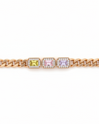 Stone Frame Chain Bracelet fine chain necklace on clean white background, product flat lay, ZARIÉ fine jewellery RAYONNE collection