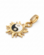 Sun Medallion Charm fine jewellery piece on clean white background, product flat lay, ZARIÉ fine jewellery HARMONIE collection