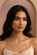 Swan Crest Necklace — Rosée fine chain necklace on clean white background, product flat lay, ZARIÉ fine jewellery RAYONNE collection