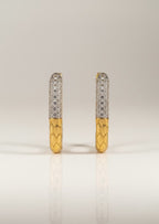 Textured Pavé Oval Hoop Earrings hoop earrings with pavé stone setting on clean white background, product flat lay, ZARIÉ fine jewellery LUMIÈRE collection