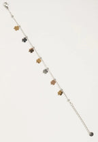 Tri-Tone Clover Chain Bracelet fine chain necklace four-leaf clover motif on clean white background, product flat lay, ZARIÉ fine jewellery HARMONIE collection