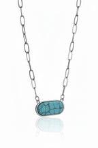 Turquoise Link Necklace fine chain necklace on clean white background, product flat lay, ZARIÉ fine jewellery ÉLORA collection