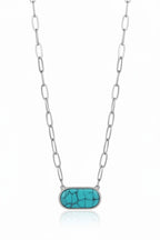 Turquoise Link Necklace fine chain necklace on clean white background, product flat lay, ZARIÉ fine jewellery ÉLORA collection