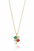 Verdant Clover Necklace fine chain necklace four-leaf clover motif on clean white background, product flat lay, ZARIÉ fine jewellery RAYONNE collection