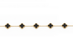Verre Clover Bracelet — Black on Gold delicate bracelet champagne gold-tone four-leaf clover motif on clean white background, product flat lay, ZARIÉ fine jewellery SÉRÉNITÉ collection
