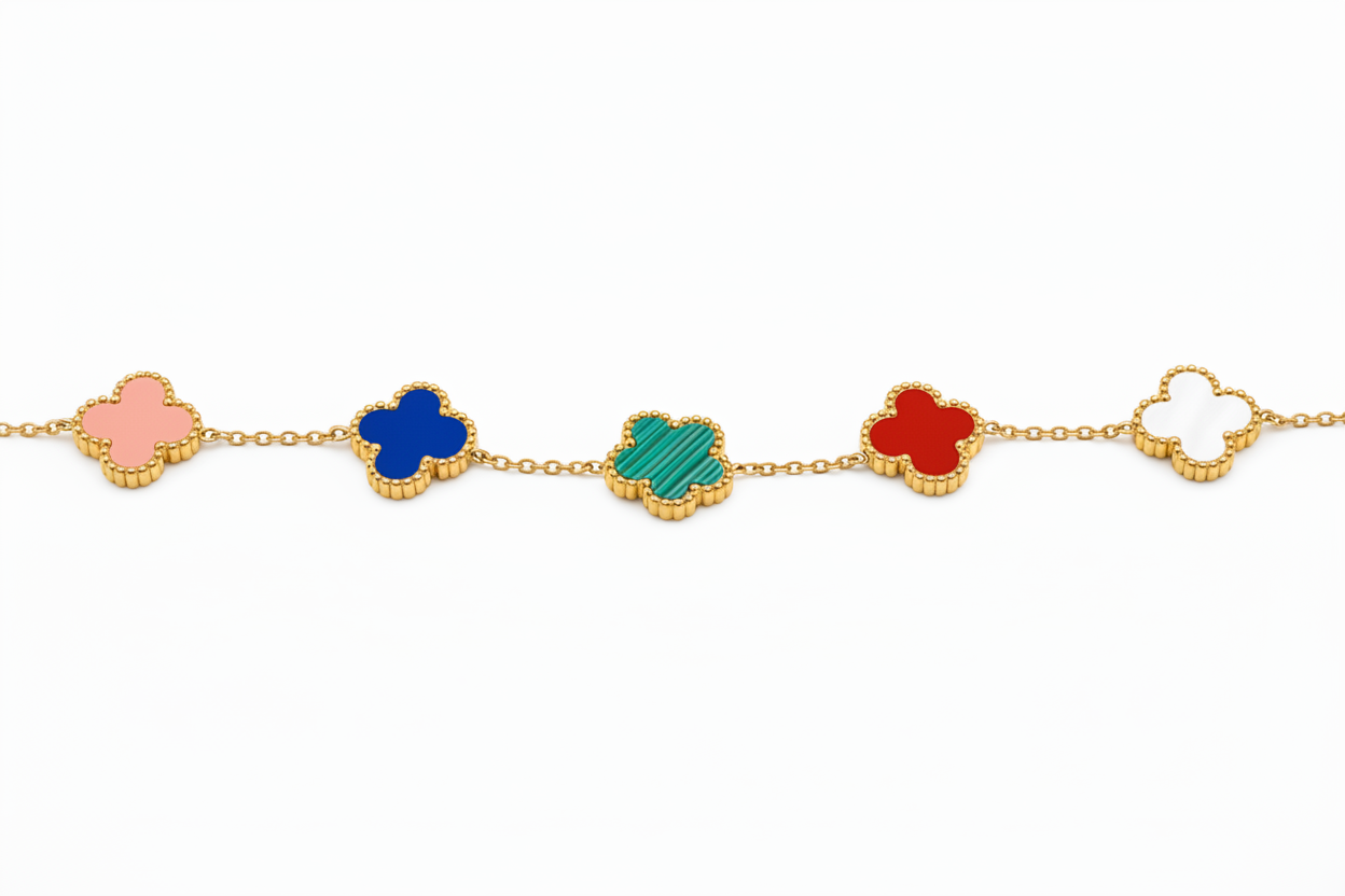 Five clover bracelet straight line with extended chains
