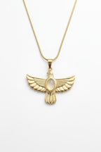 Winged Dove Medallion Necklace fine chain necklace close-up detail shot showing craftsmanship, ZARIÉ fine jewellery HARMONIE collection