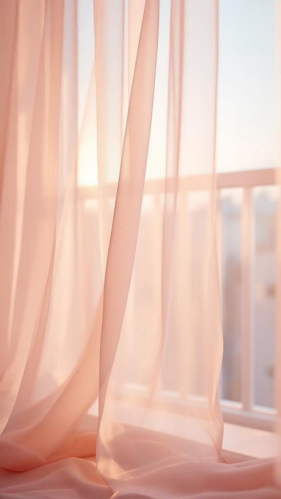 Sheer pink curtains with a soft focus background