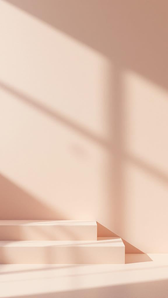 Pink steps with soft shadows on a pink wall