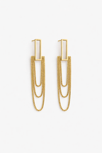 Gold chain earrings on a white background