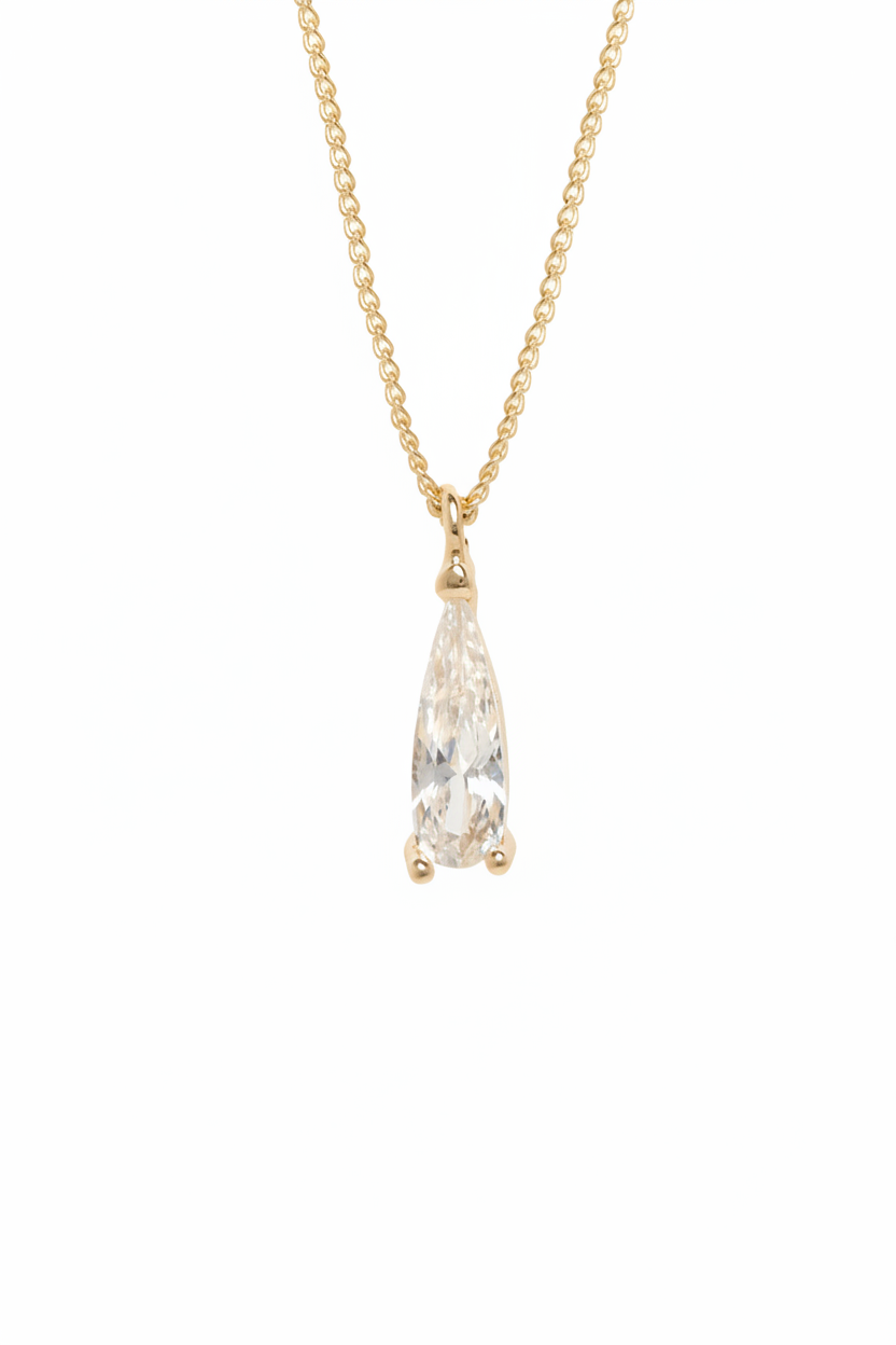 Élan Drop Necklace drop earrings on clean white background, product flat lay, ZARIÉ fine jewellery LUMIÈRE collection